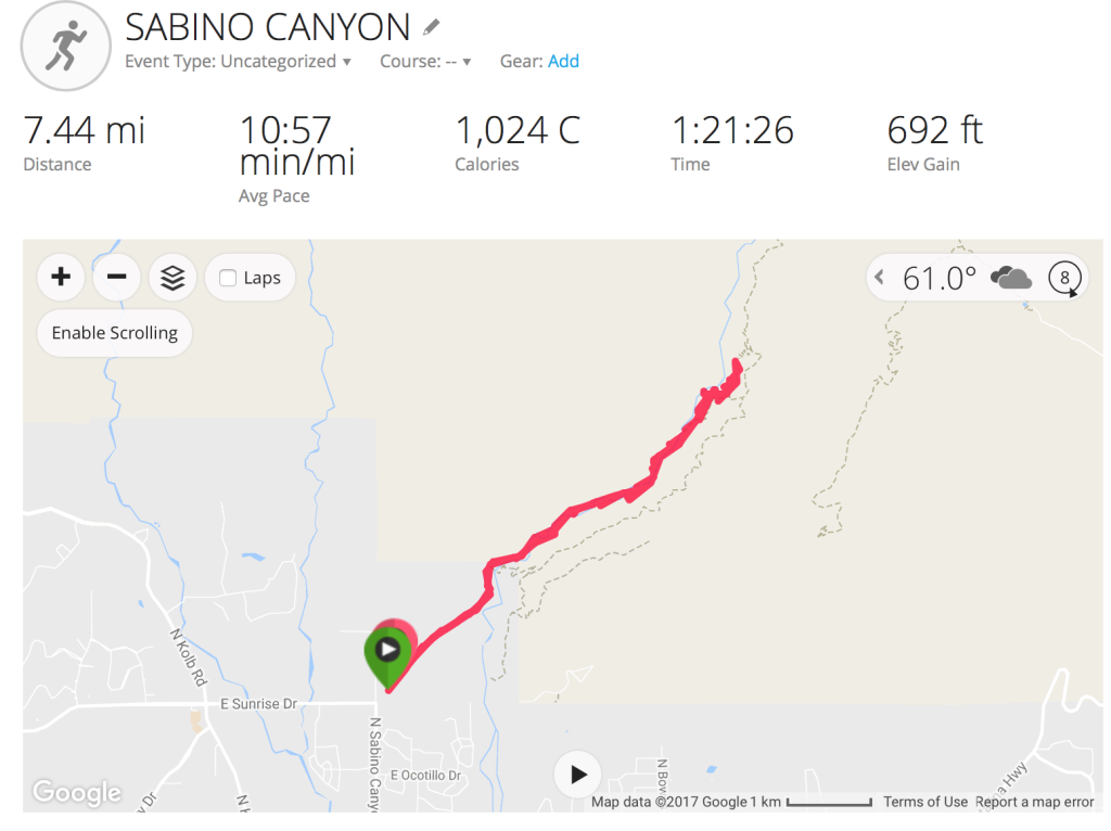 sabino Canyon running tucson