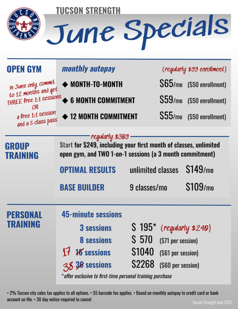 2021 June Tucson Gym Summer Special Gym summer specials tucson