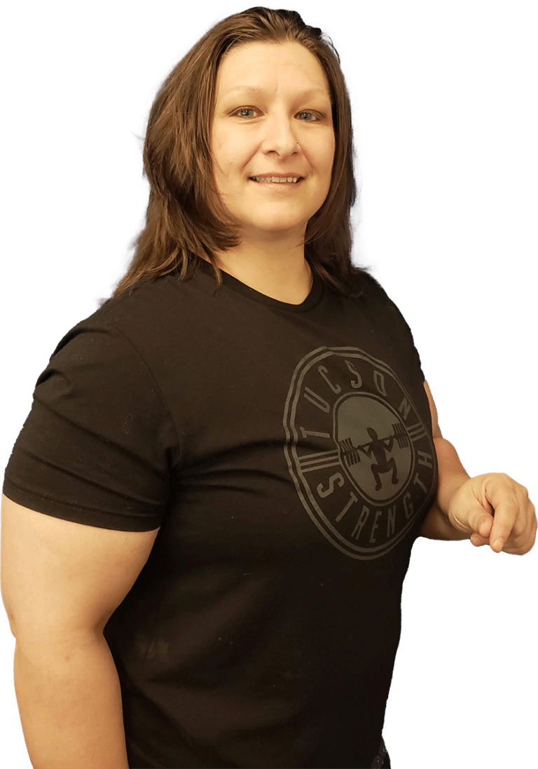 Image of Jessica Vanasselberg-Strength Coach and Stretch Therapist at Tucson Strength Gym. Specialize in Powerlifting and Fascial Stretch Therapy.